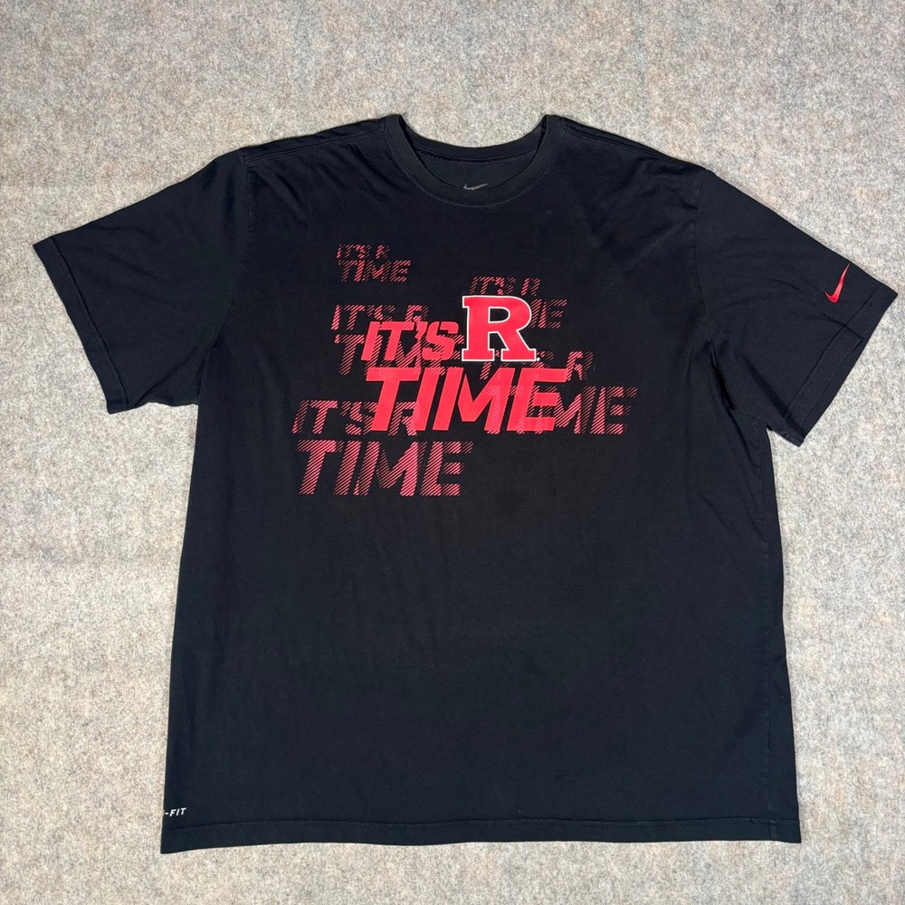 Nike Rutgers T-Shirt Mens XXL Black Dri-FIT It's R Time Scarlet Knights Football